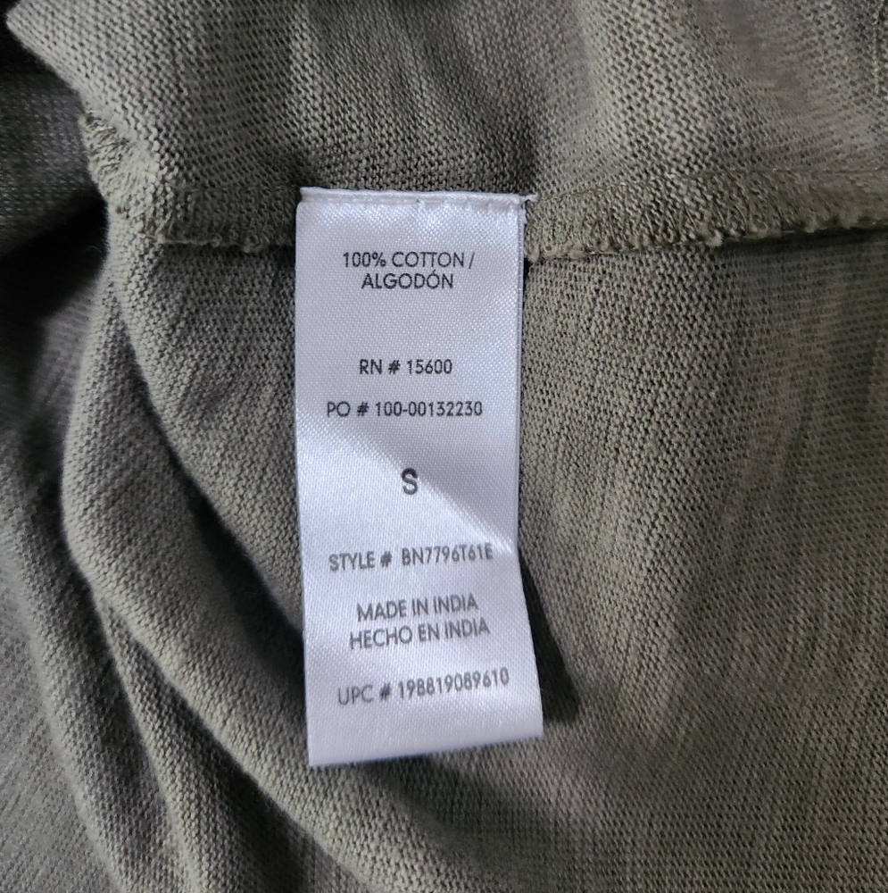 Democracy Cinched Sleeve Cotton V-Neck Top -GREEN -SMALL **NEW - Picture 9 of 13